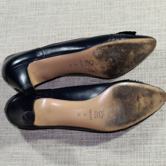 Evins Trema Navy Blue Leather 2" Heels Size: 9AA - Picture 6 of 6